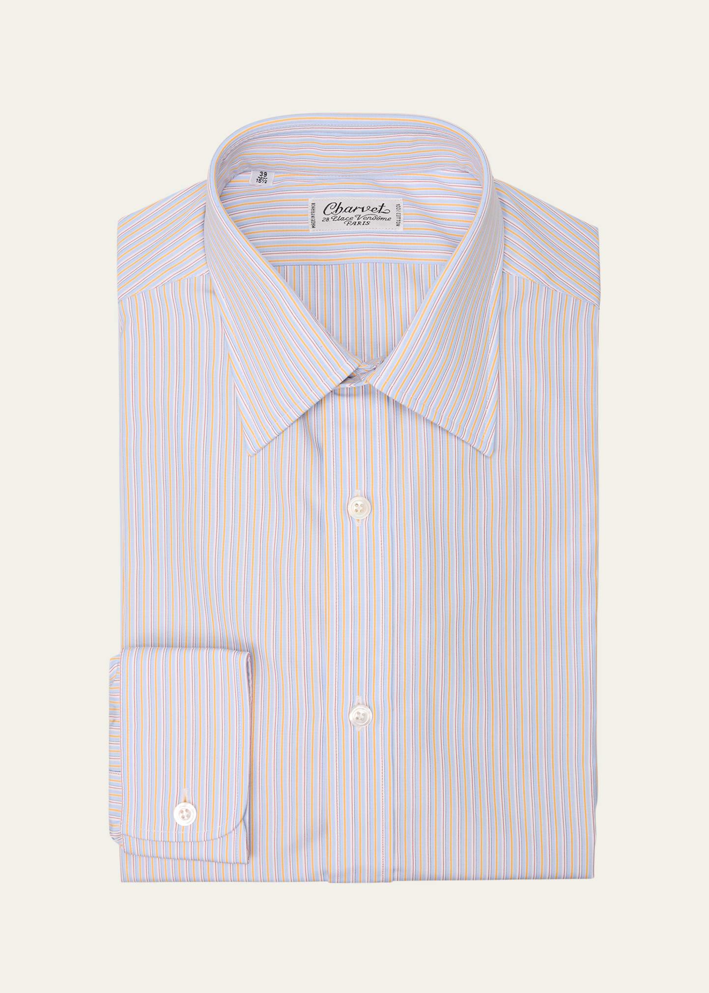 Mens Cotton Multi-Stripe Dress Shirt Product Image
