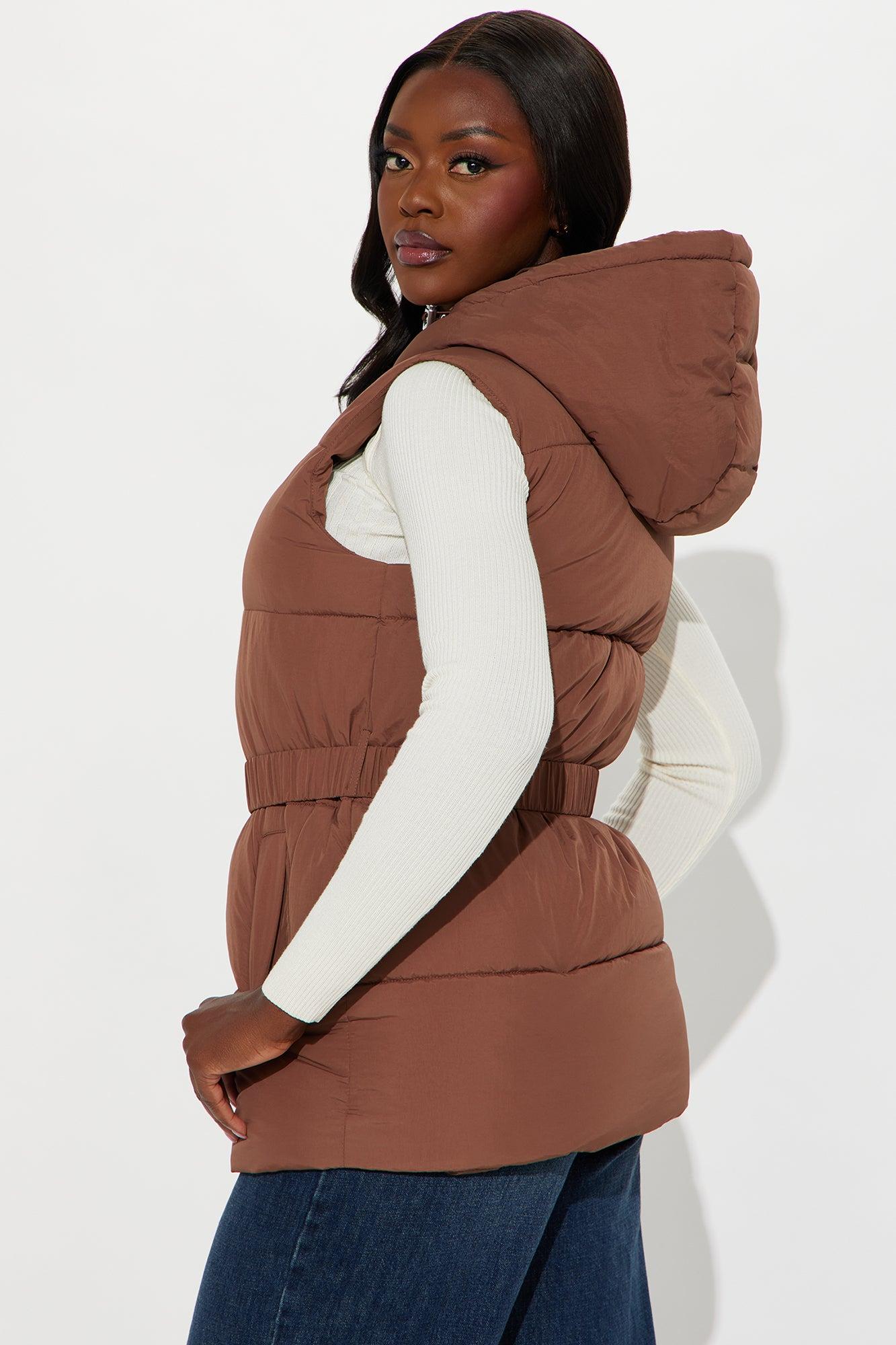 Hold You Down Puffer Vest - Chocolate Product Image