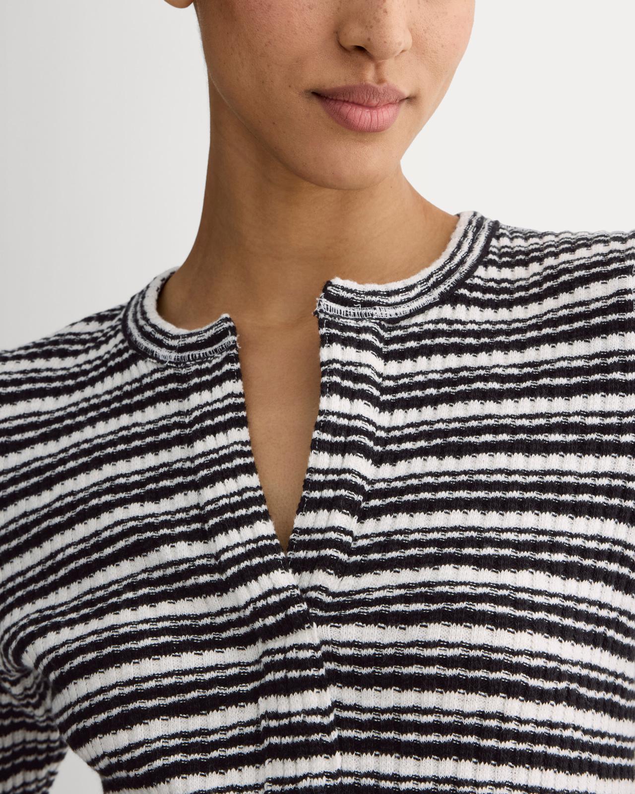 The Rib-Knit Short-Sleeve Henley Product Image