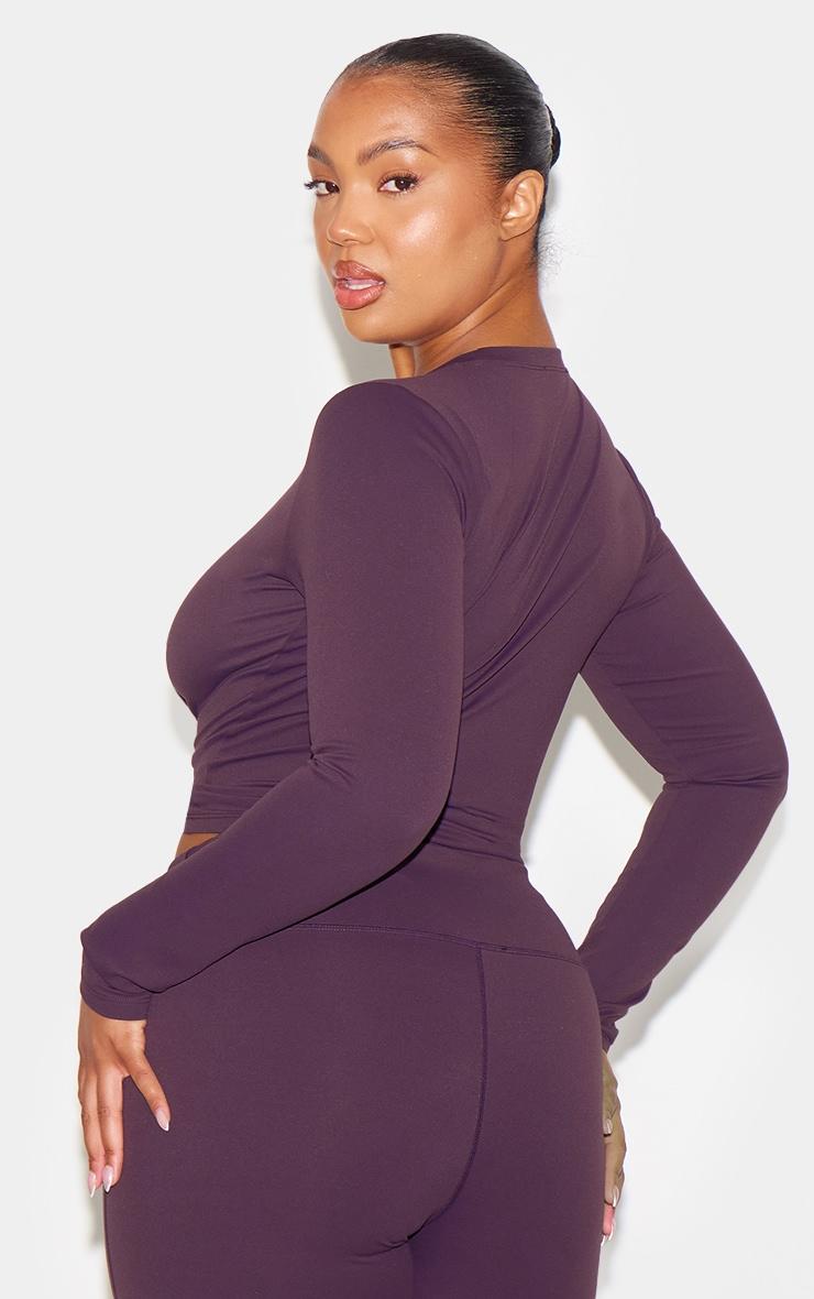 Dark Plum Ultimate Sculpt Long Sleeve Crop Gym Top Product Image
