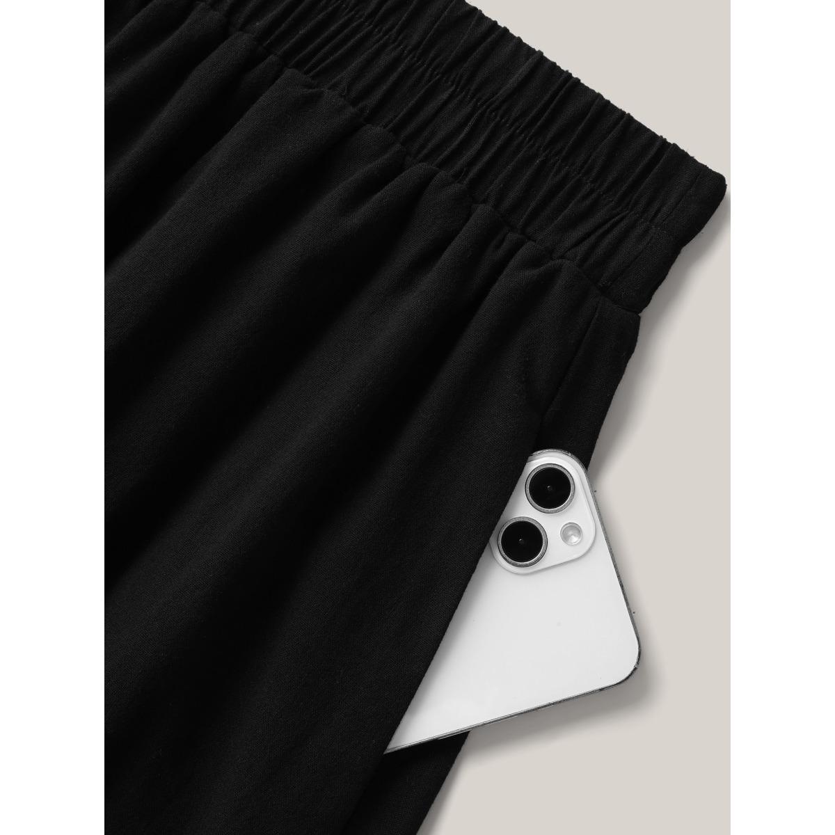 Plus Size Cotton Embroidered Lace Tiered Hem Skirt Women Black Elegant Gathered Bodycon Low stretch Slanted pocket Everyday-Elegant Skirts BloomChic 22-24/3X Product Image