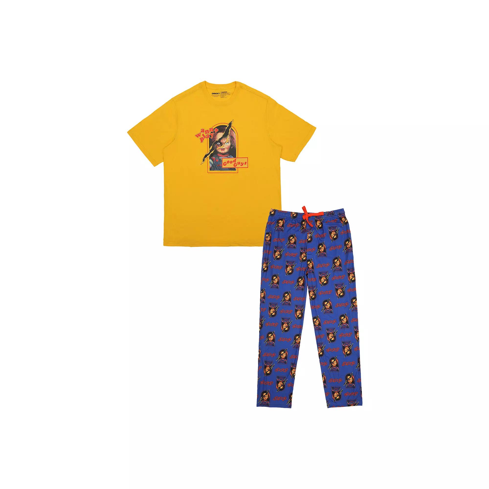 Men's Chucky Character Pajama Top & Pajama Bottom Set, Size: Large, Multicolored Product Image