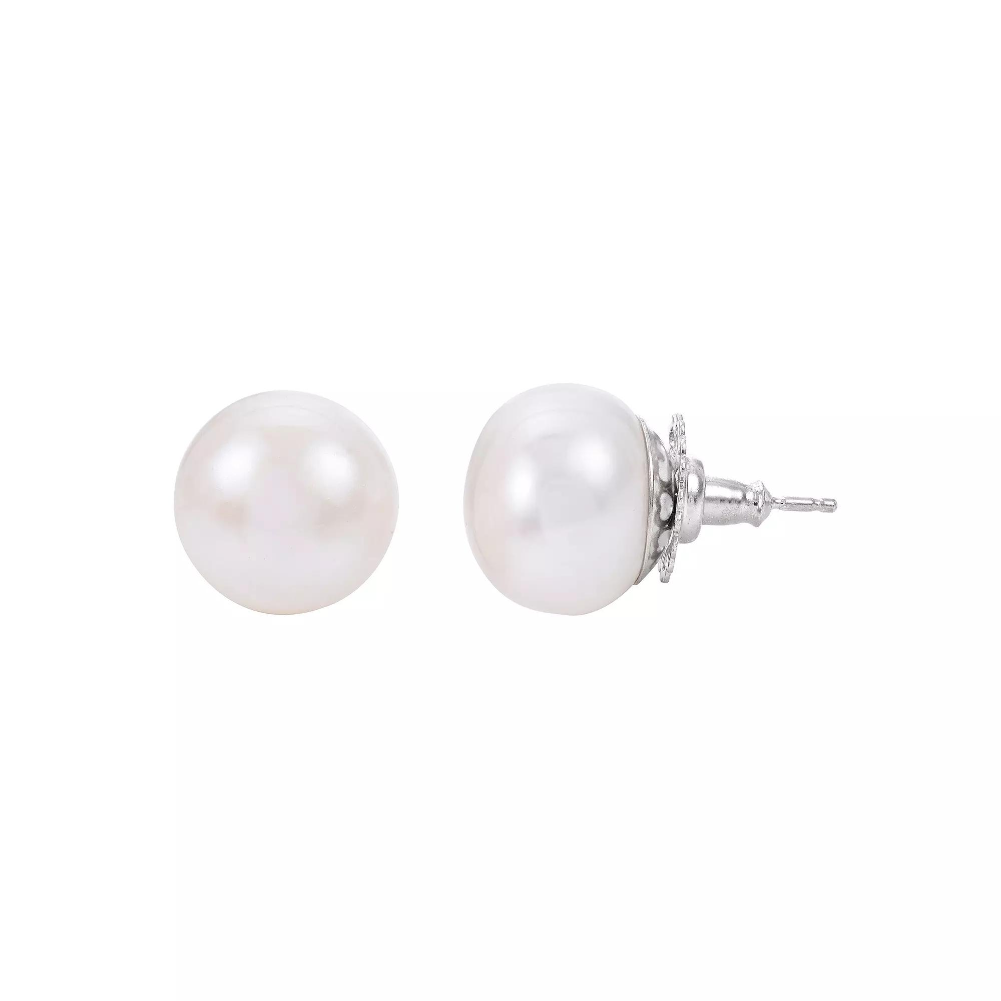 PearLustre by Imperial Sterling Silver Freshwater Cultured Pearl Stud Earrings, Women's Product Image