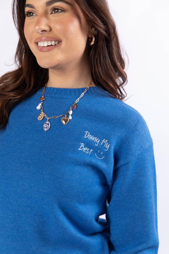 Doing My Best Blue Sweater FINAL SALE Product Image