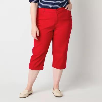 St. John's Bay Secretly Slender Womens Straight Mid Rise Plus Capri Pant Product Image