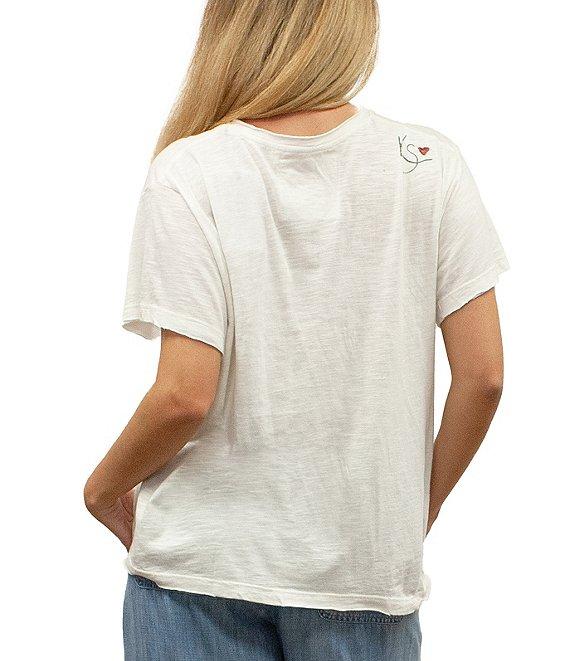 Karyn Seo Echo Embroidered Screen Print Slub Knit Tee Product Image