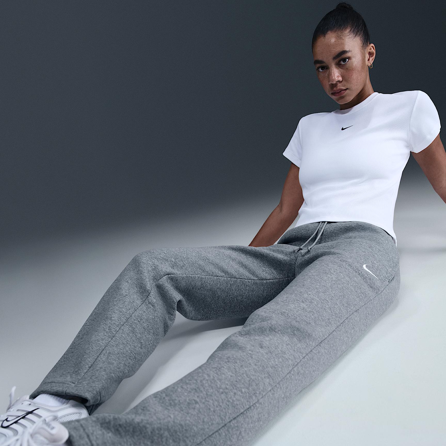 Womens Nike Sportswear Phoenix Fleece Mid-Rise Open-Hem Pants | HQ7723-063 Product Image