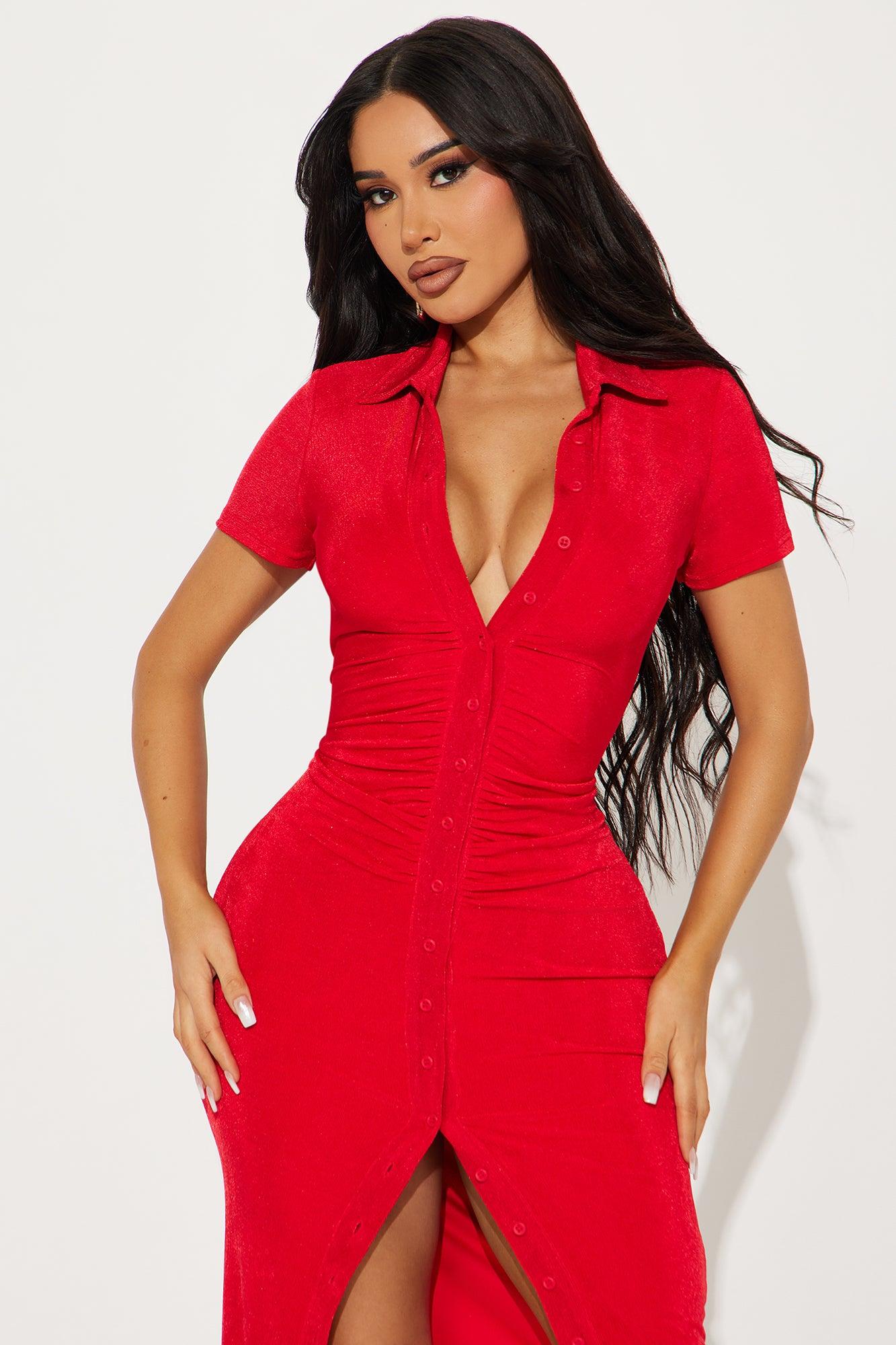 Silky Smooth Slinky Maxi Dress - Red Product Image