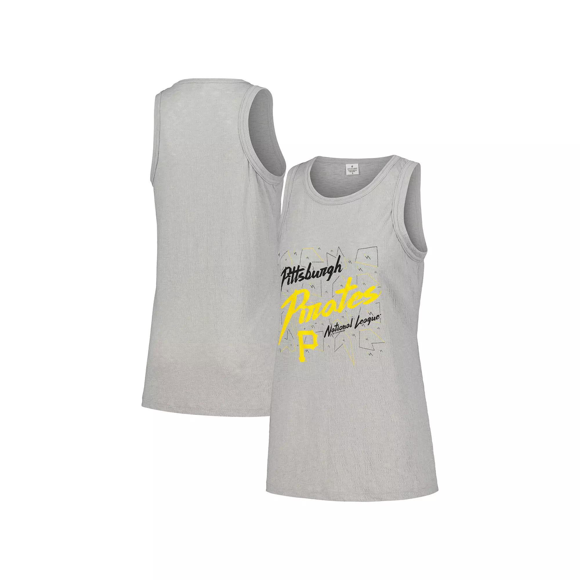Women's Soft as a Grape Gray Pittsburgh Pirates Gauze High Neck Tank Top,  Product Image