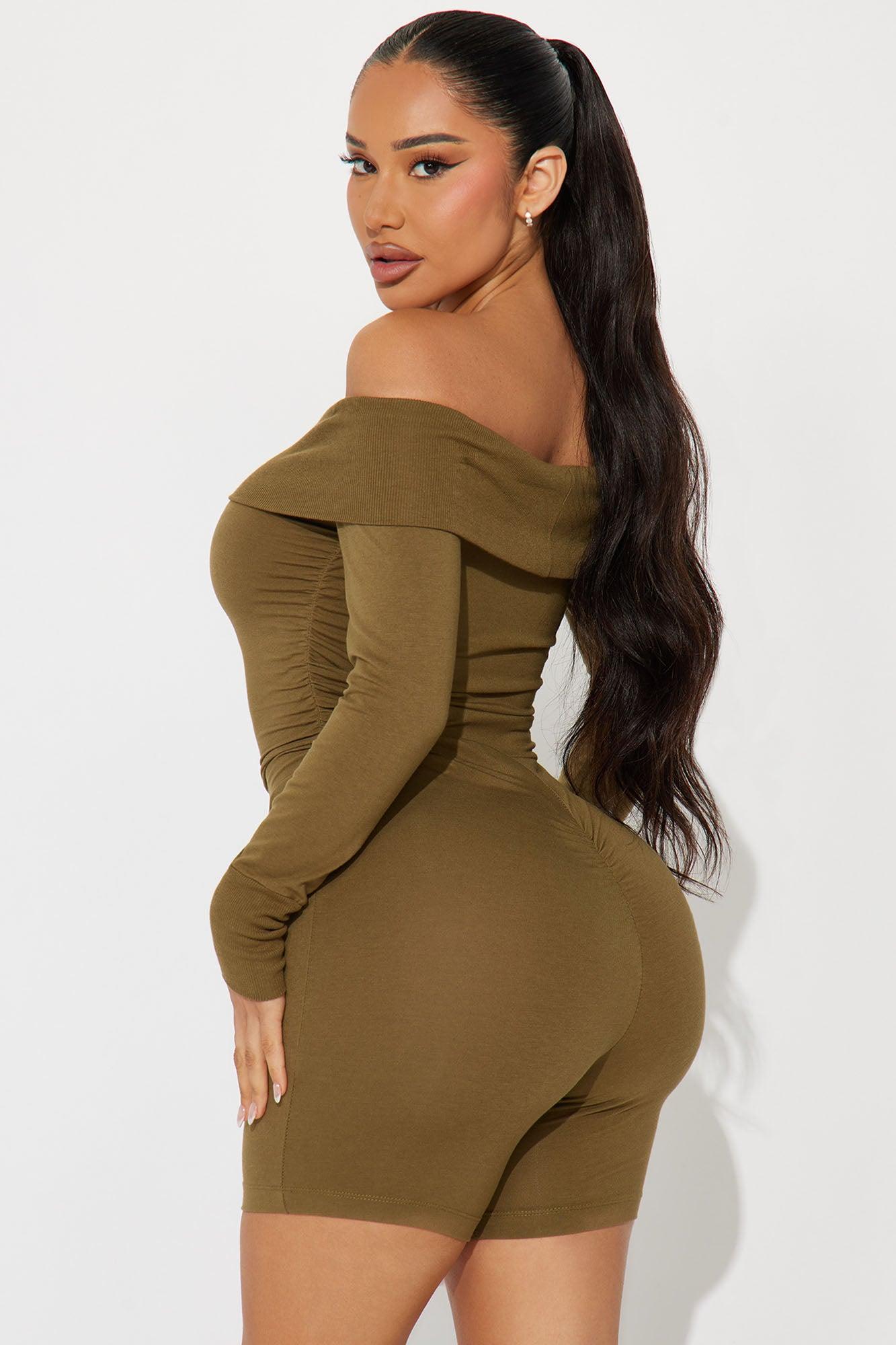 Olivia Off Shoulder Romper - Olive Product Image