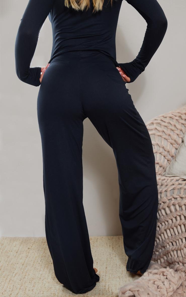 Black Soft Jersey Wide Leg Pajama Pants Product Image