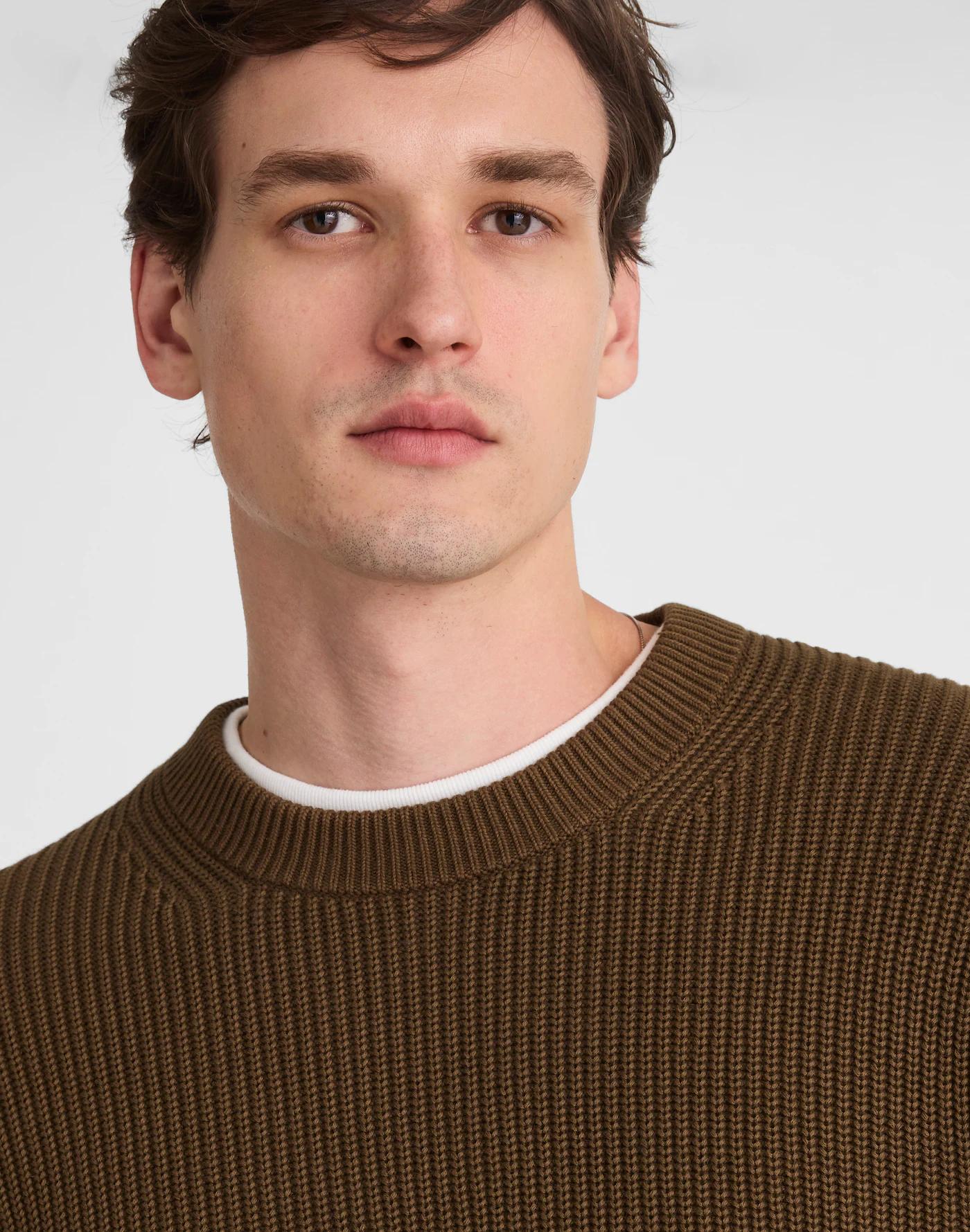 Cotton Shaker-Stitch Crewneck Sweater Product Image