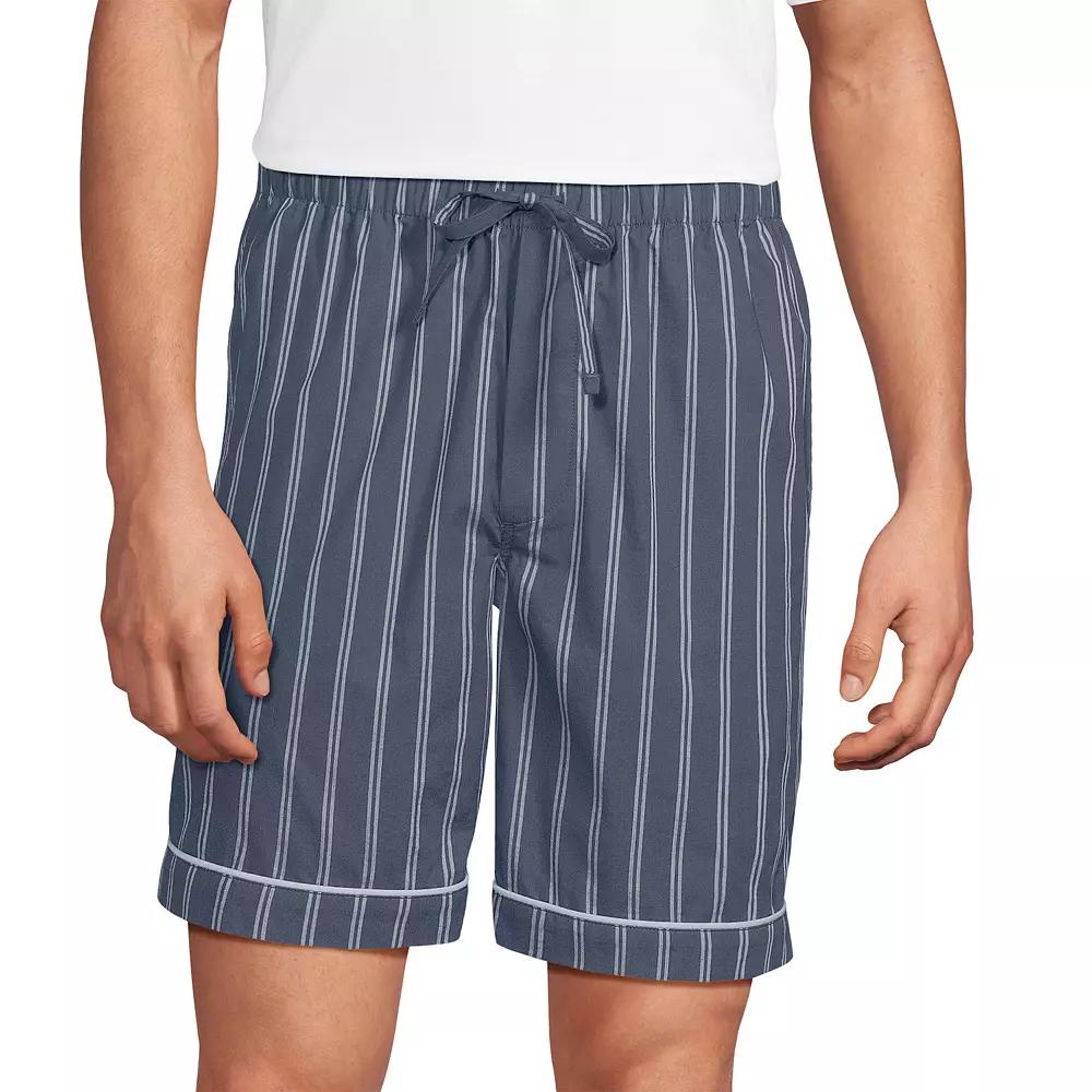 Men's Lands' End Essential 8-inch Pajama Shorts, Size: Large, Grey Blue Stripe Product Image
