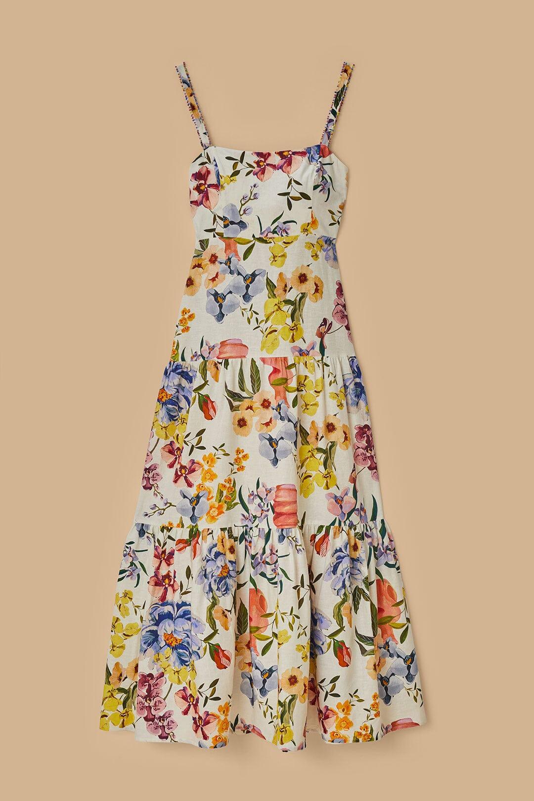 Off-White Greek Garden LENZING™ ECOVERO™ Euroflax™ Maxi Dress Product Image