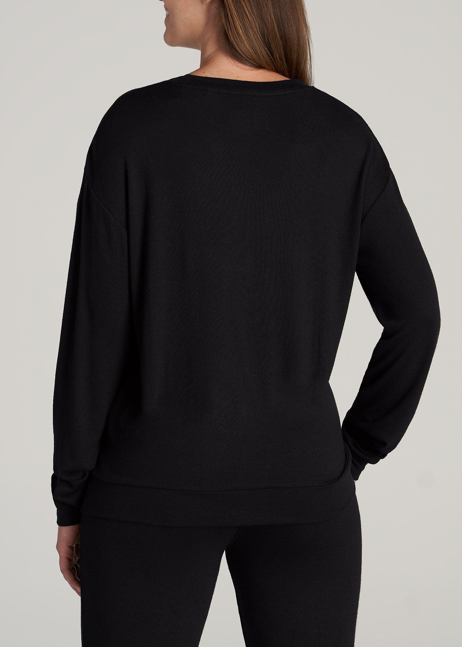 Cozy Lounge Crewneck for Tall Women in Black Female Product Image