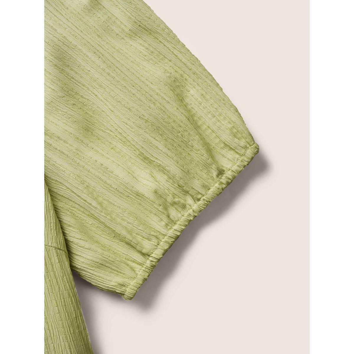 Plus Size Texture Gathered Ruffle Layered Hem Midi Dress Applegreen Women Resort Texture Square Neck Short sleeve Curvy BloomChic 18-20/2X Product Image