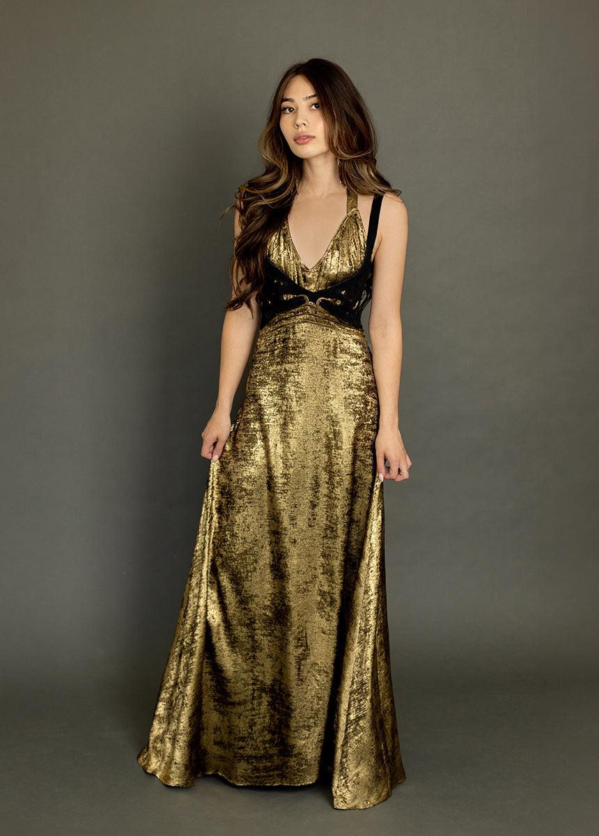 Monroe Dress in Metallic Bronze Female Product Image