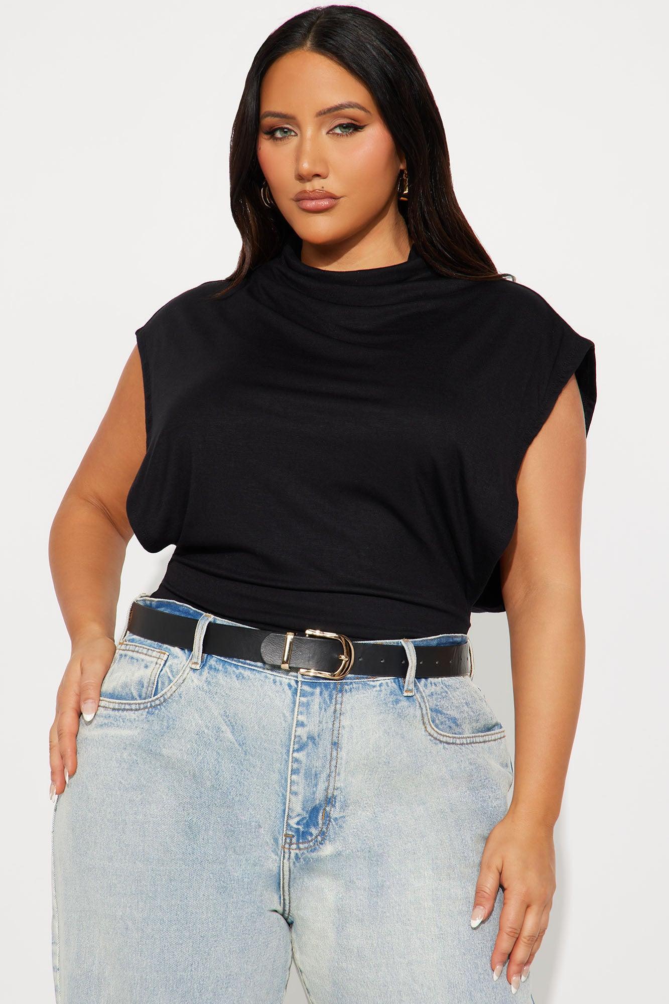 Audra Double Lined Turtle Neck Bodysuit - Black Female Product Image