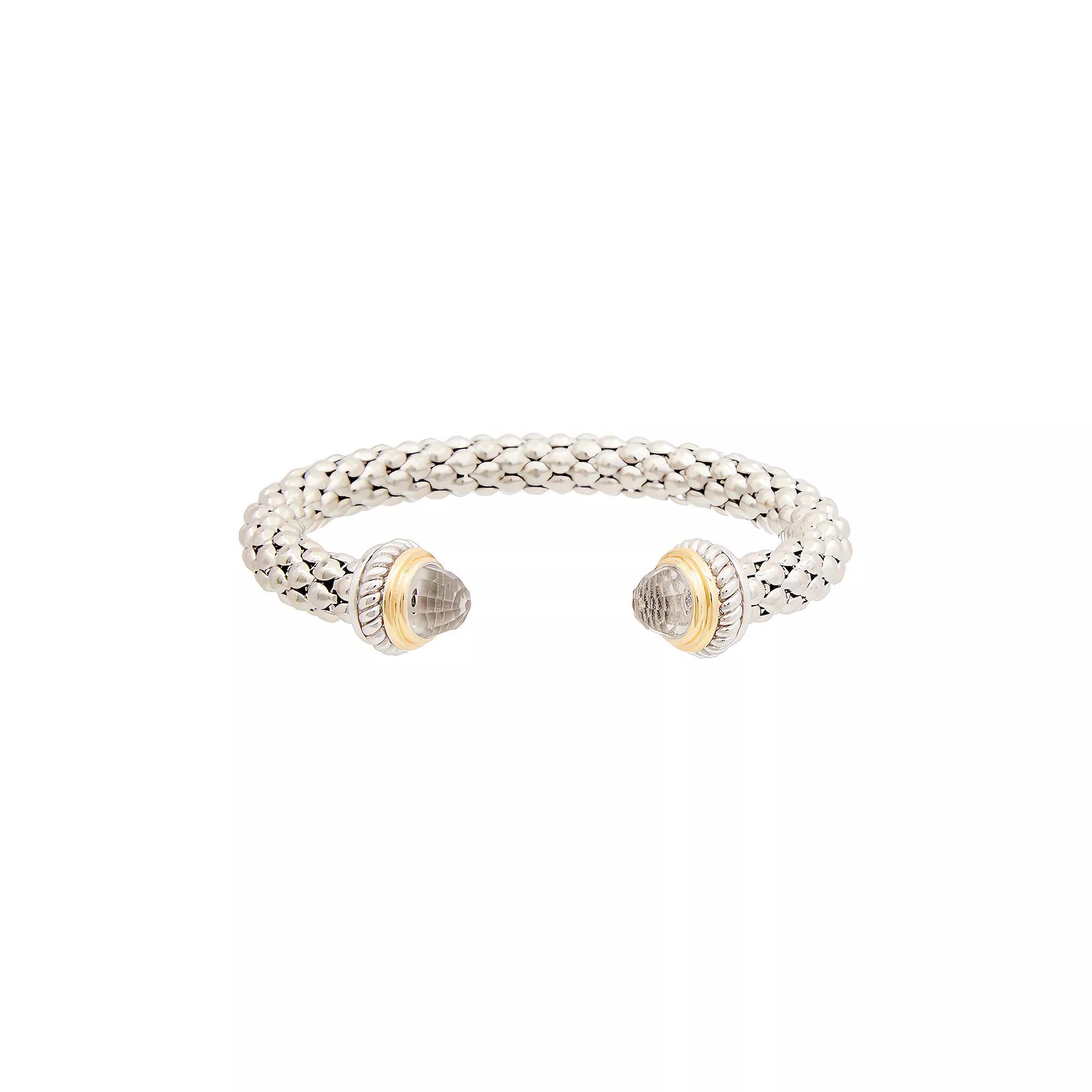 Juvell Two-Tone 18k Gold Plated White Topaz Ends Bangle Bracelet, Women's, Two Tone Product Image