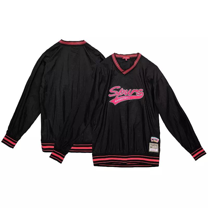 Women's Mitchell & Ness  Black San Antonio Spurs Hardwood Classics V-Neck Pullover Sweatshirt, Size: Medium Product Image