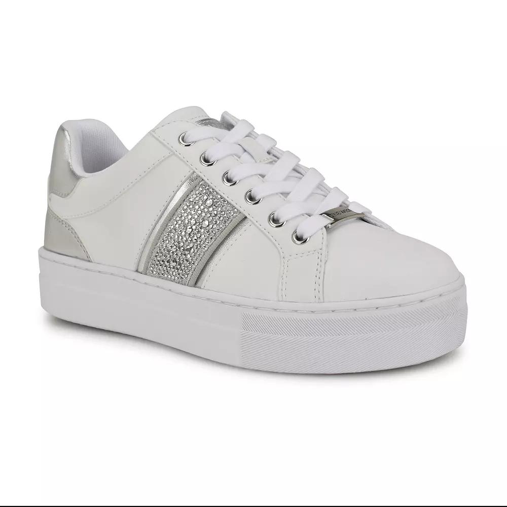 Nine West Gator Women's Platform Sneakers, Size: 8.5, White Silver Product Image