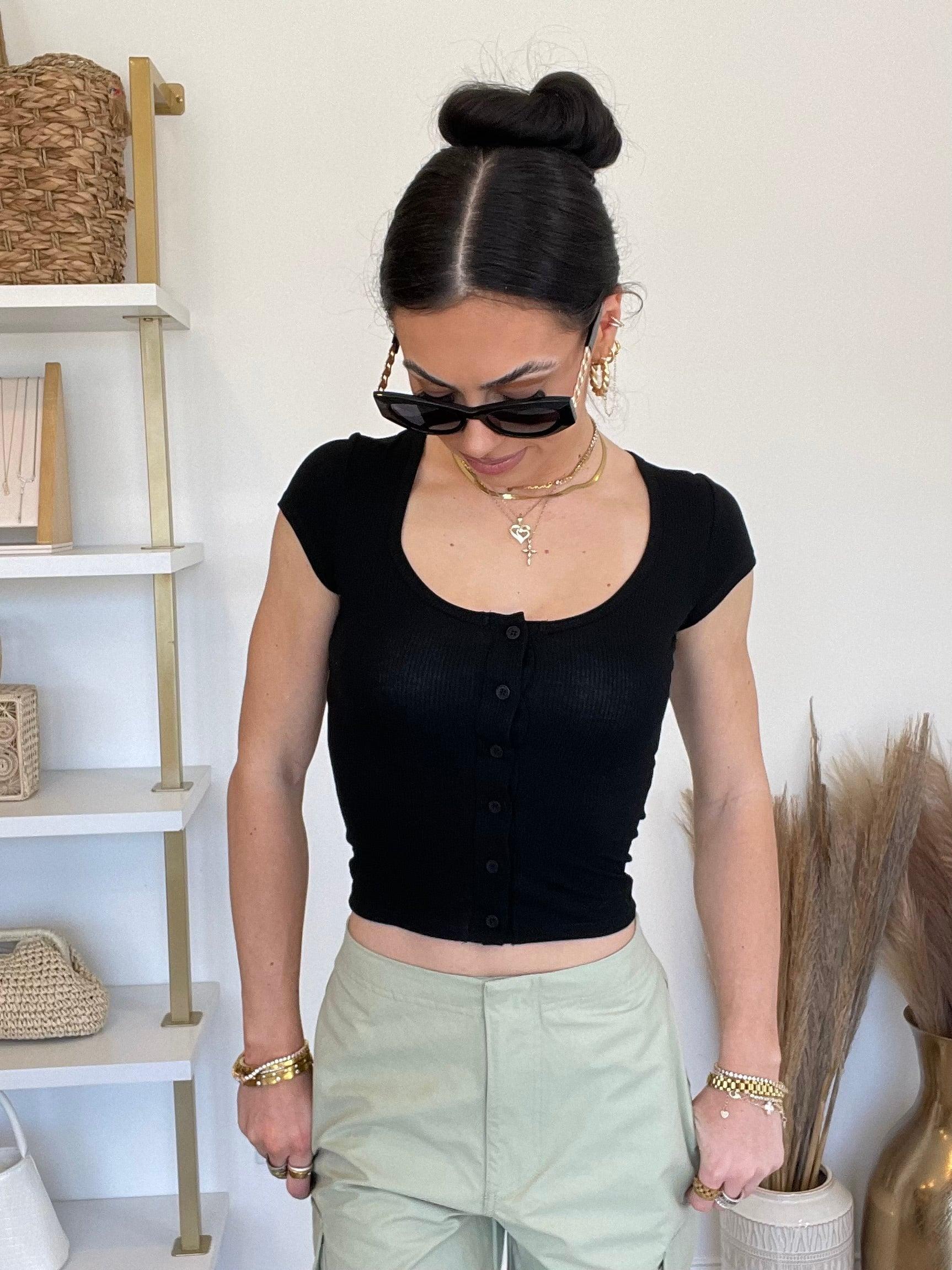 FINAL SALE Mari Short Sleeve Rib Knit Top Product Image