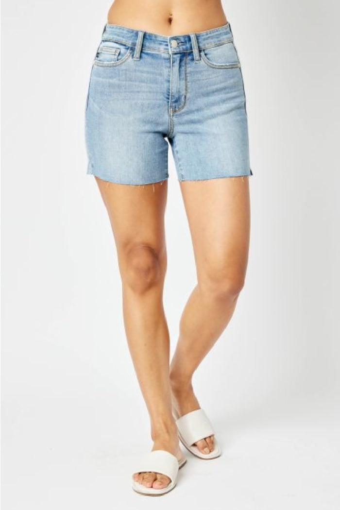 Mid-Rise Cut Off Shorts Product Image