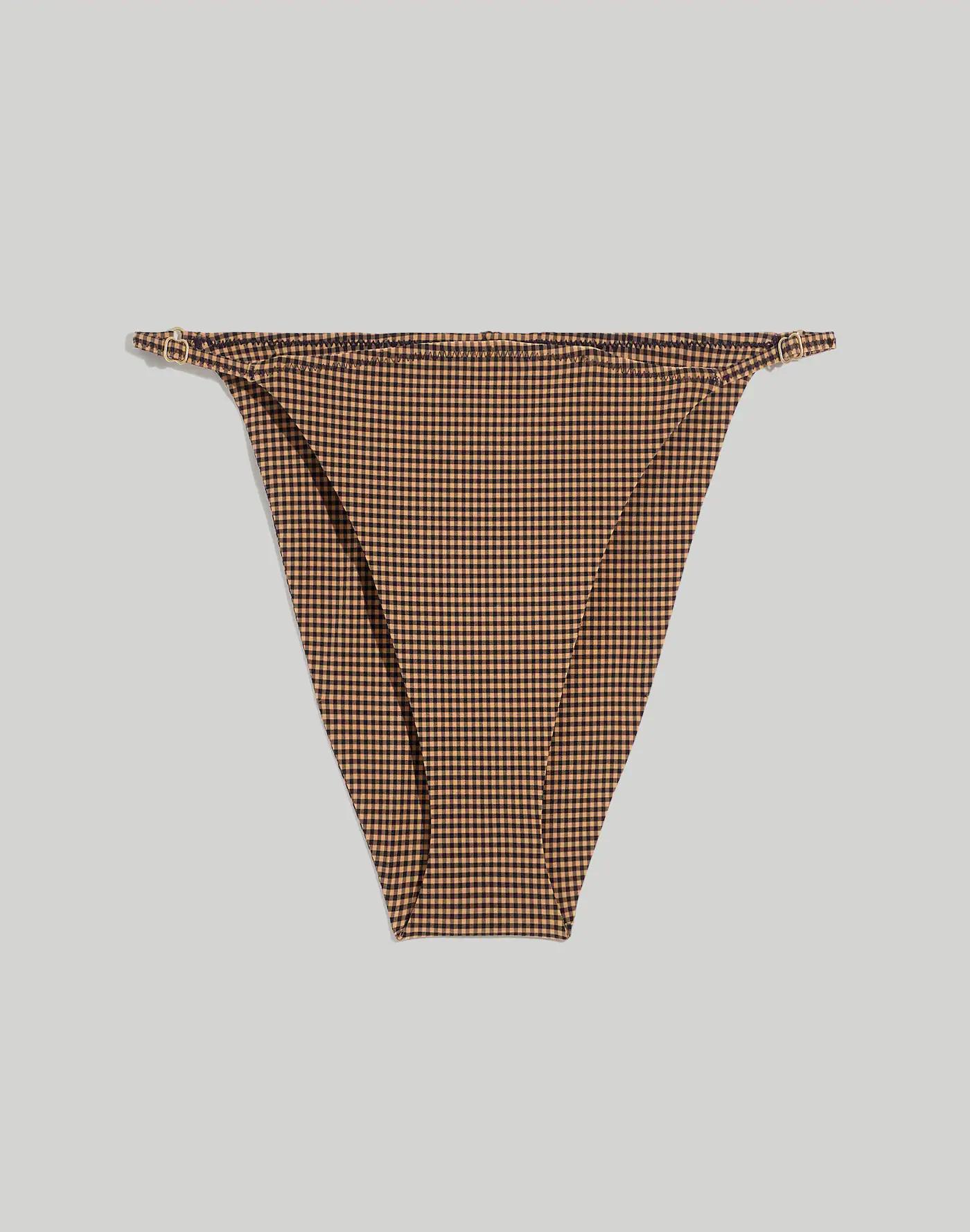 Adjustable String Bikini Bottom in Mini Check Product Image
