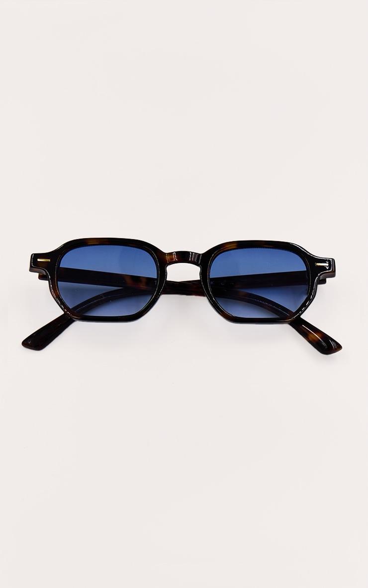 Tortoiseshell Honey Tort Blue Lense Square Sunglasses Product Image