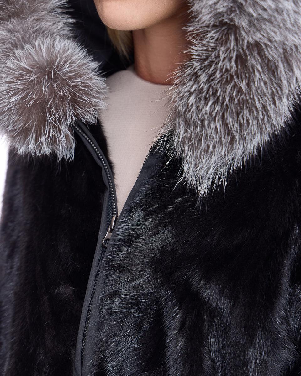 Hooded Mink Sections Jacket Product Image