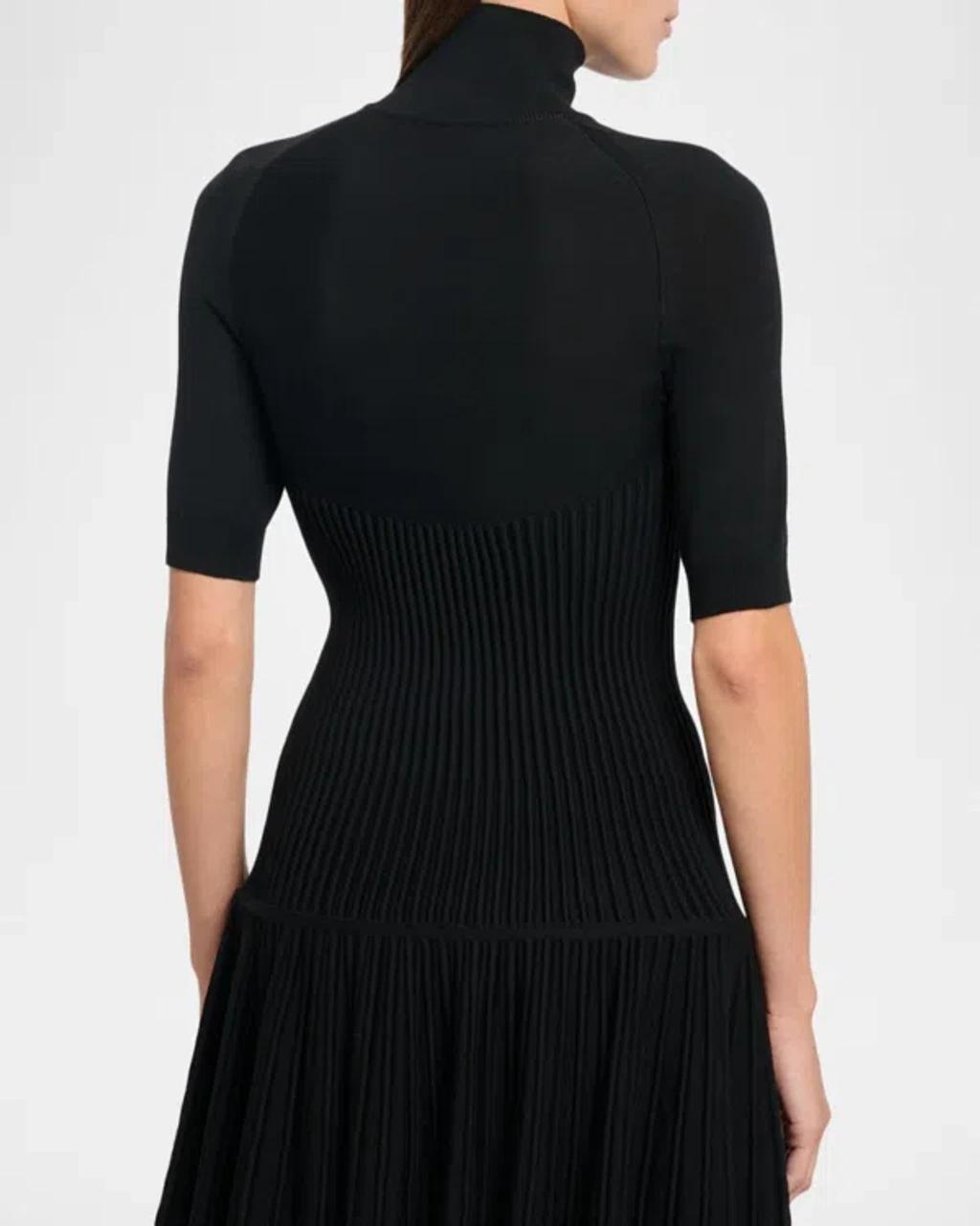 ALAÏA Womens Noir Alaia Crinoline Ribbed Wool-blend Mini Dress In Black Product Image