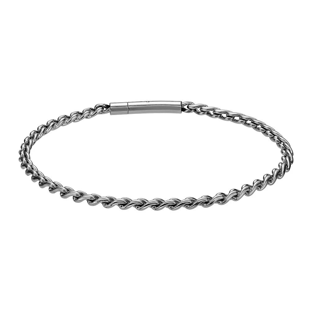 LYNX Men's Stainless Steel 3 mm Rope Chain Bracelet, Size: 9, White Product Image