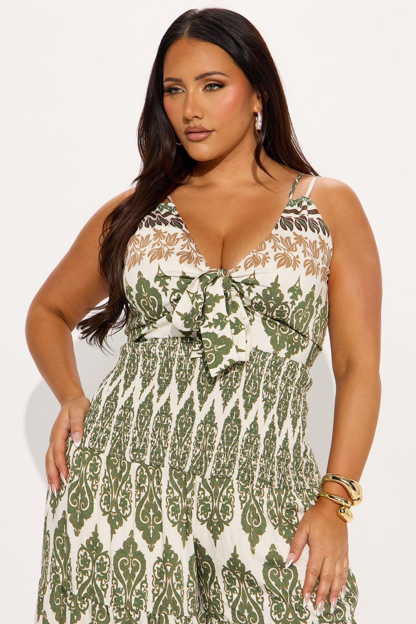 Golden Hour Glow Jumpsuit - Olive/combo Product Image