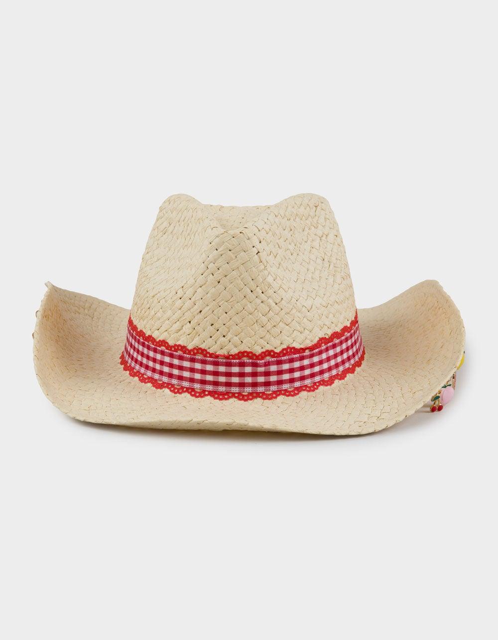 Multi Fruit Charm Straw Cowboy Hat - MULTI Product Image