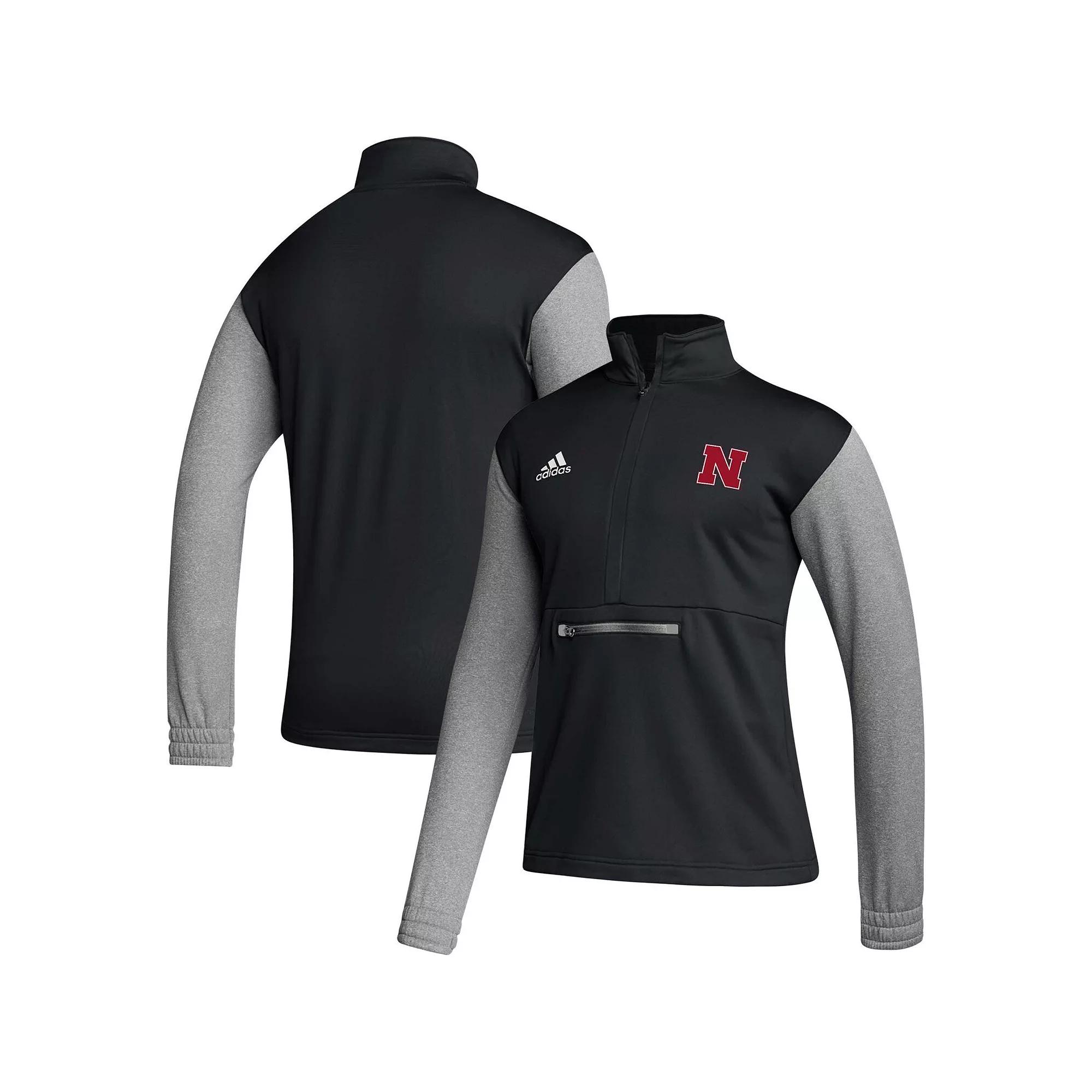 Men's adidas Black Nebraska Huskers Team Issue AEROREADY Quarter-Zip Jacket, Size: 2XL Product Image
