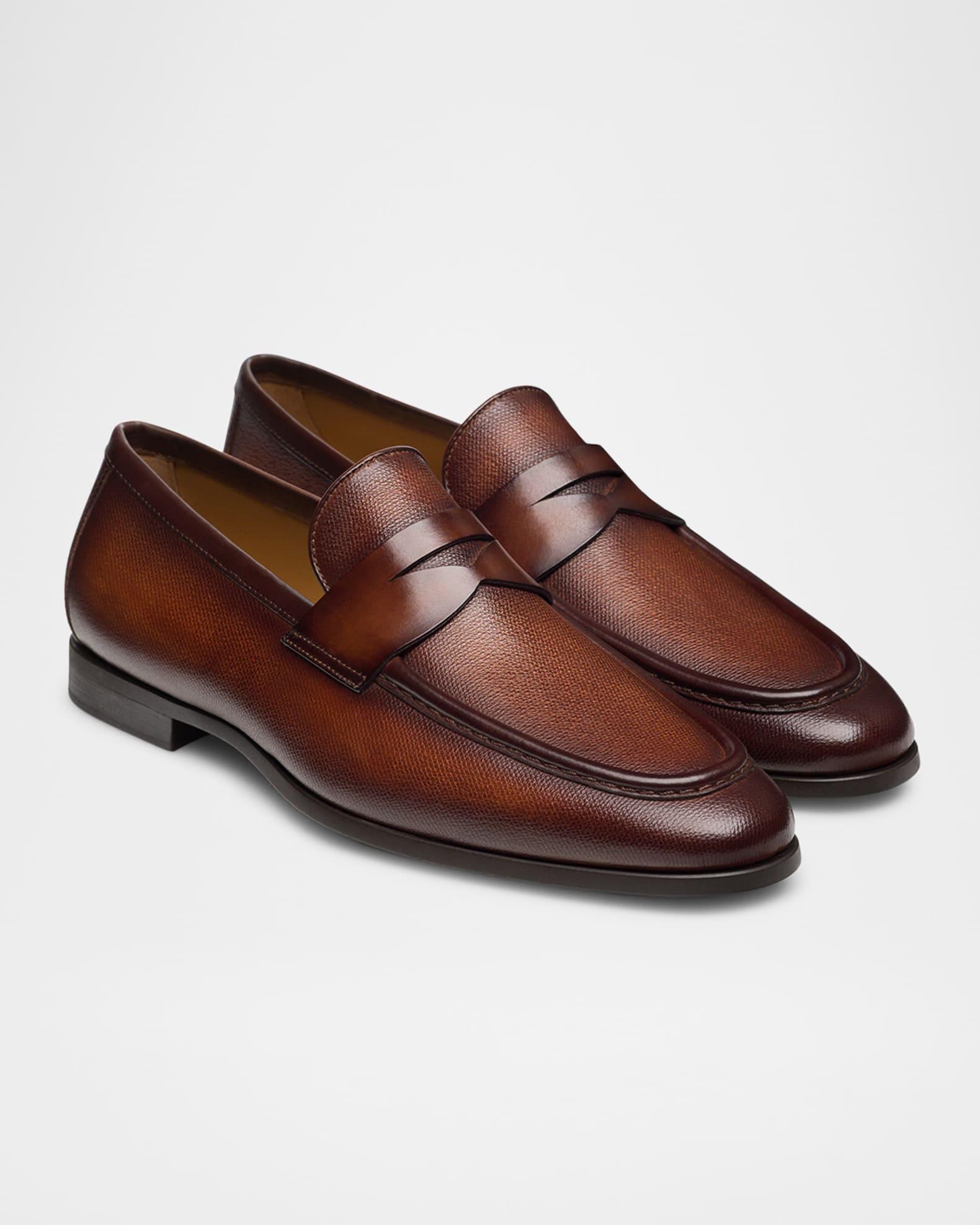 Men's Dumas Textured Leather Penny Loafers Product Image