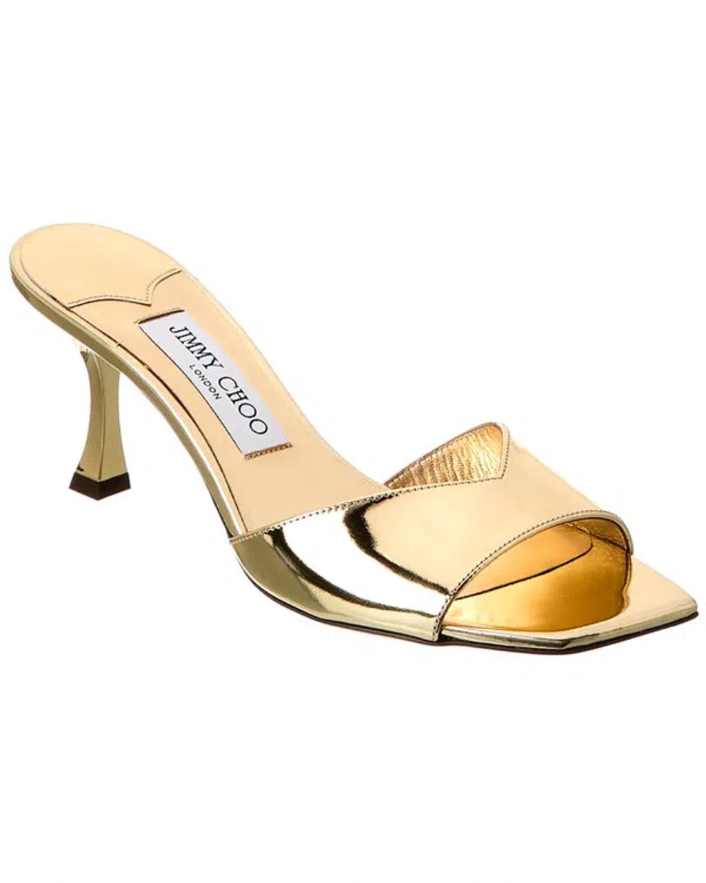 JIMMY CHOO Skye 70 Metallic Leather Sandals In Gold Product Image