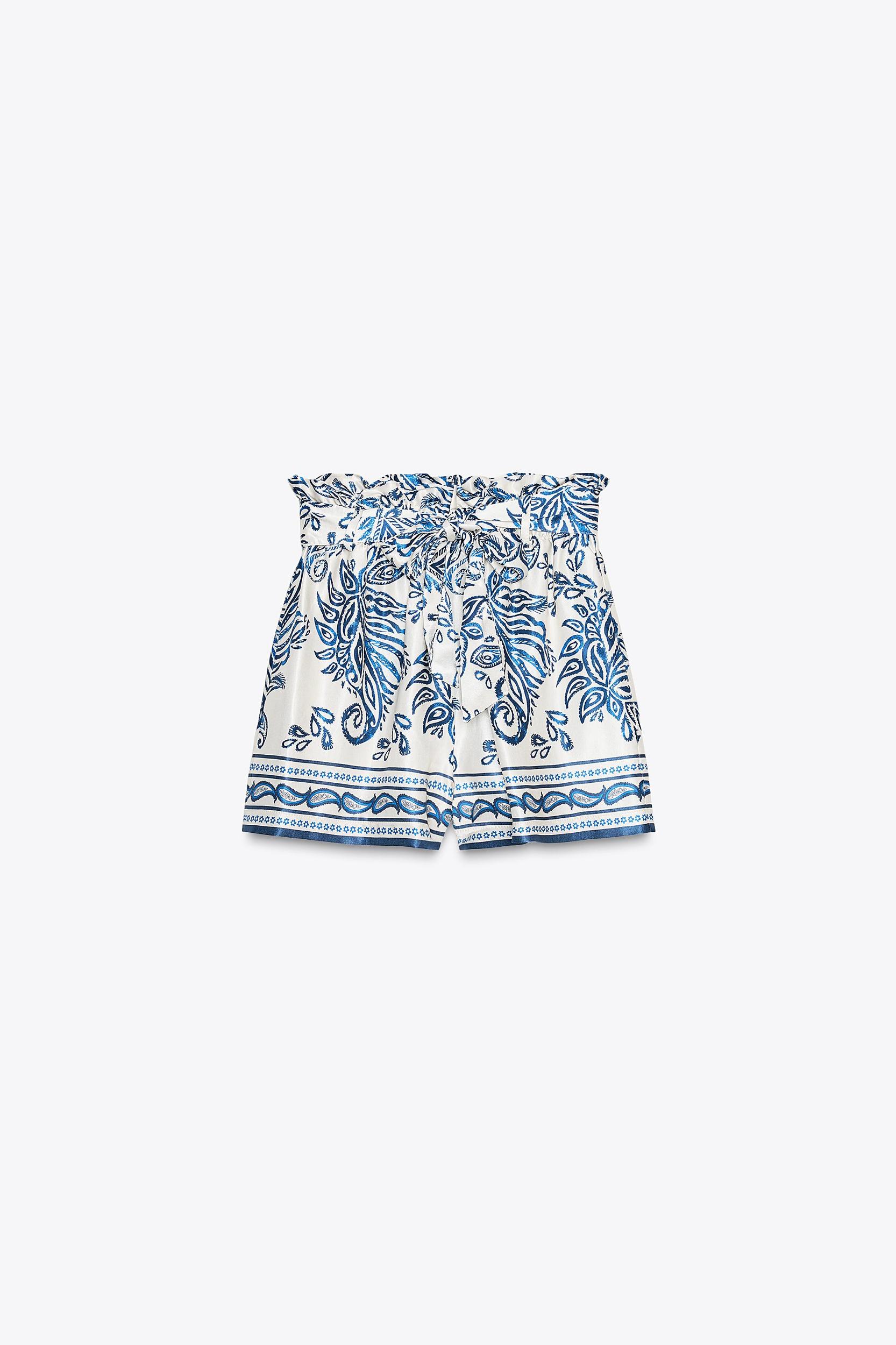 PRINTED SATIN EFFECT PAPER BAG SHORTS Product Image