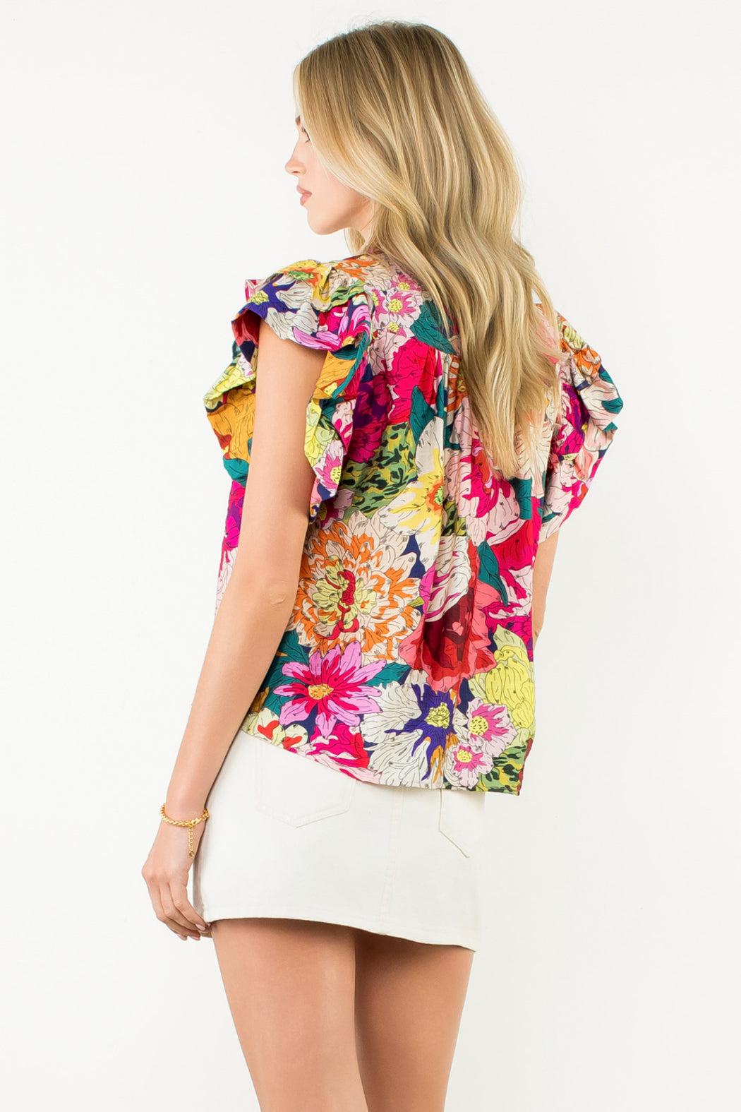Flutter sleeve floral top Product Image