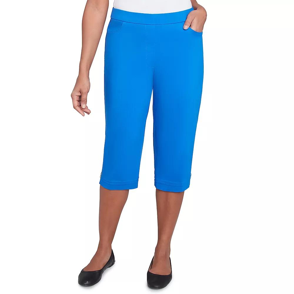 Women's Alfred Dunner Novelty Cuff Tummy Control Capri Pants, Size: 14, Blue Product Image