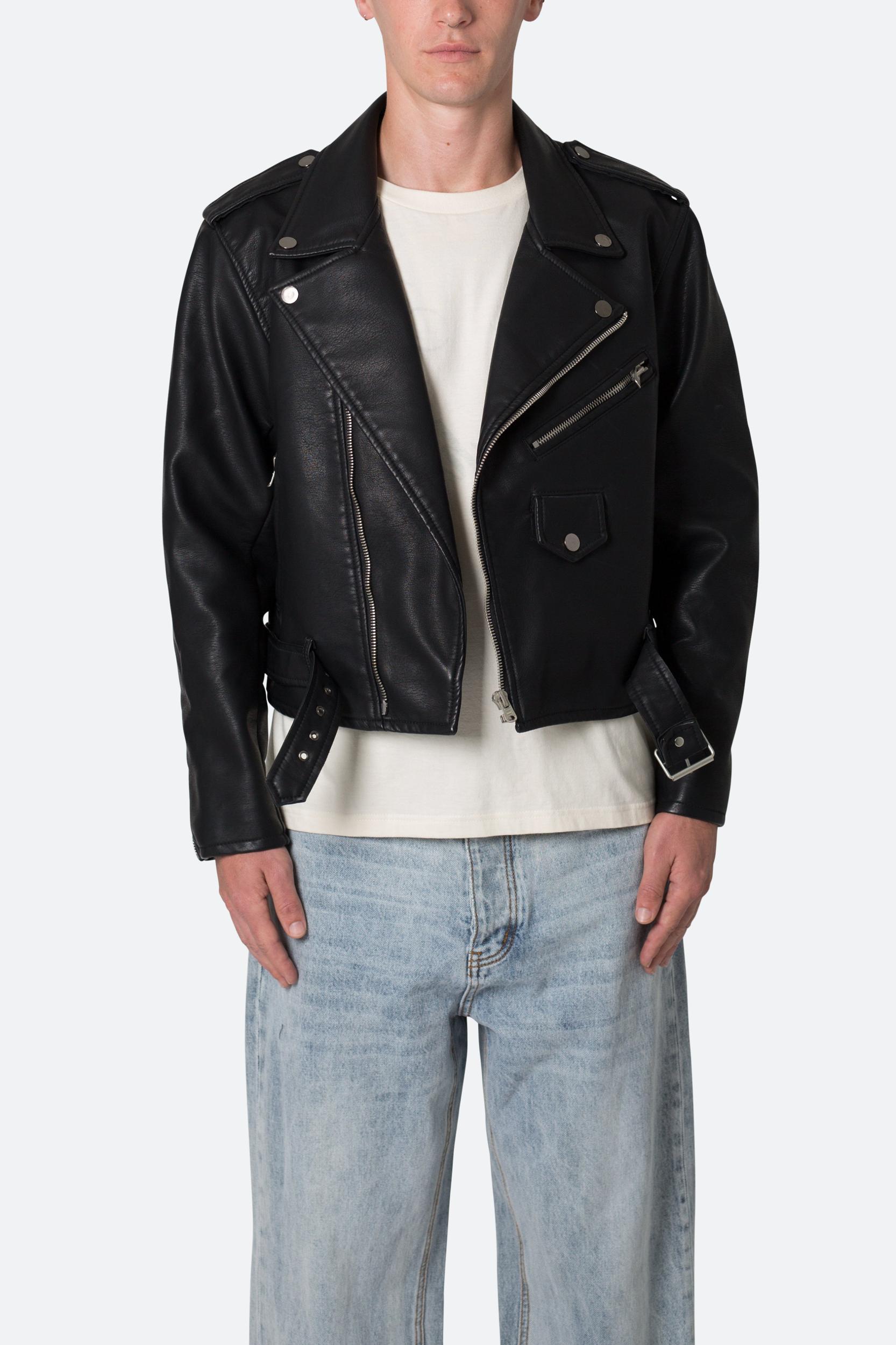 Leather Moto Jacket - Black Product Image