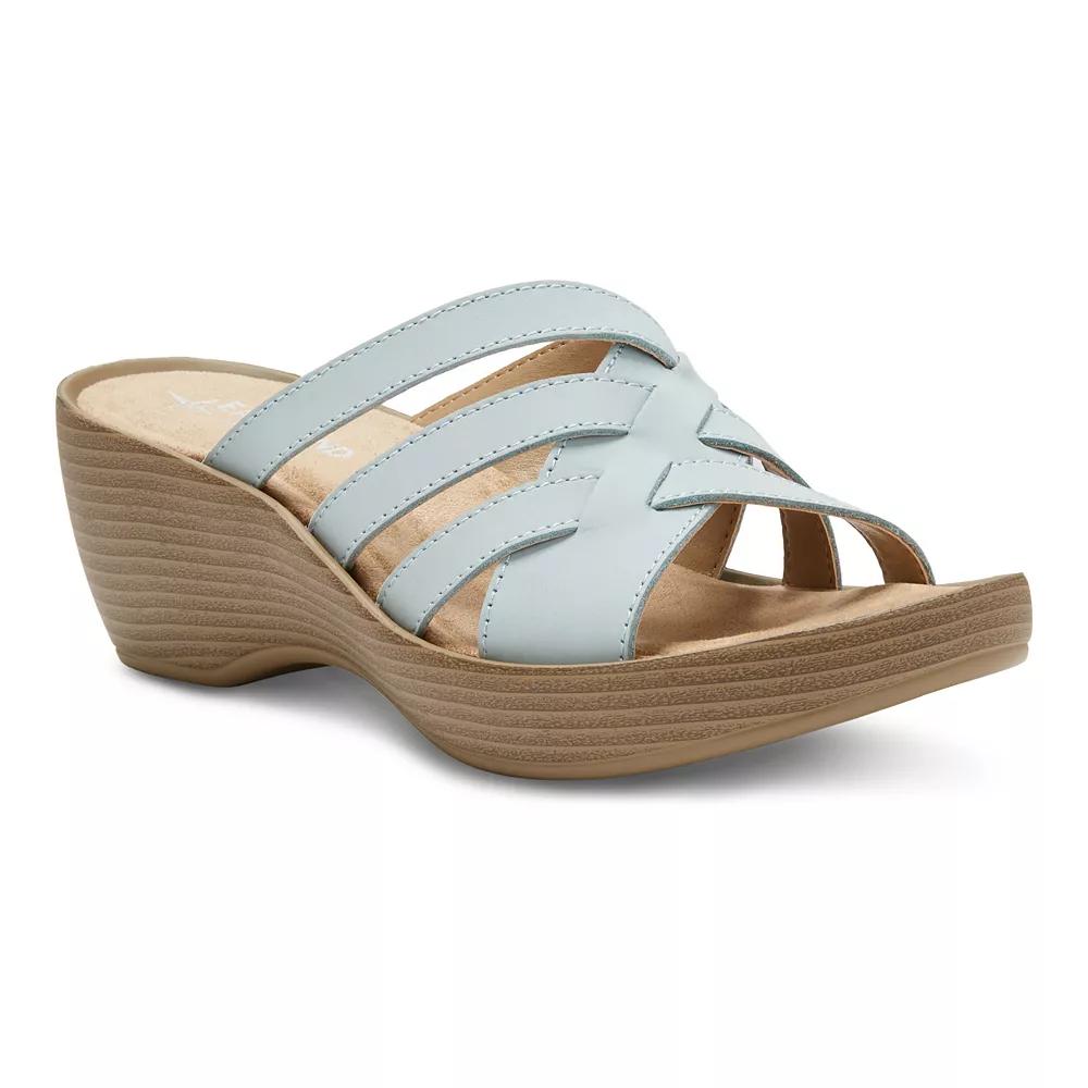 Eastland Poppy Women's Leather Wedge Sandals, Size: 11, Light Blue Product Image