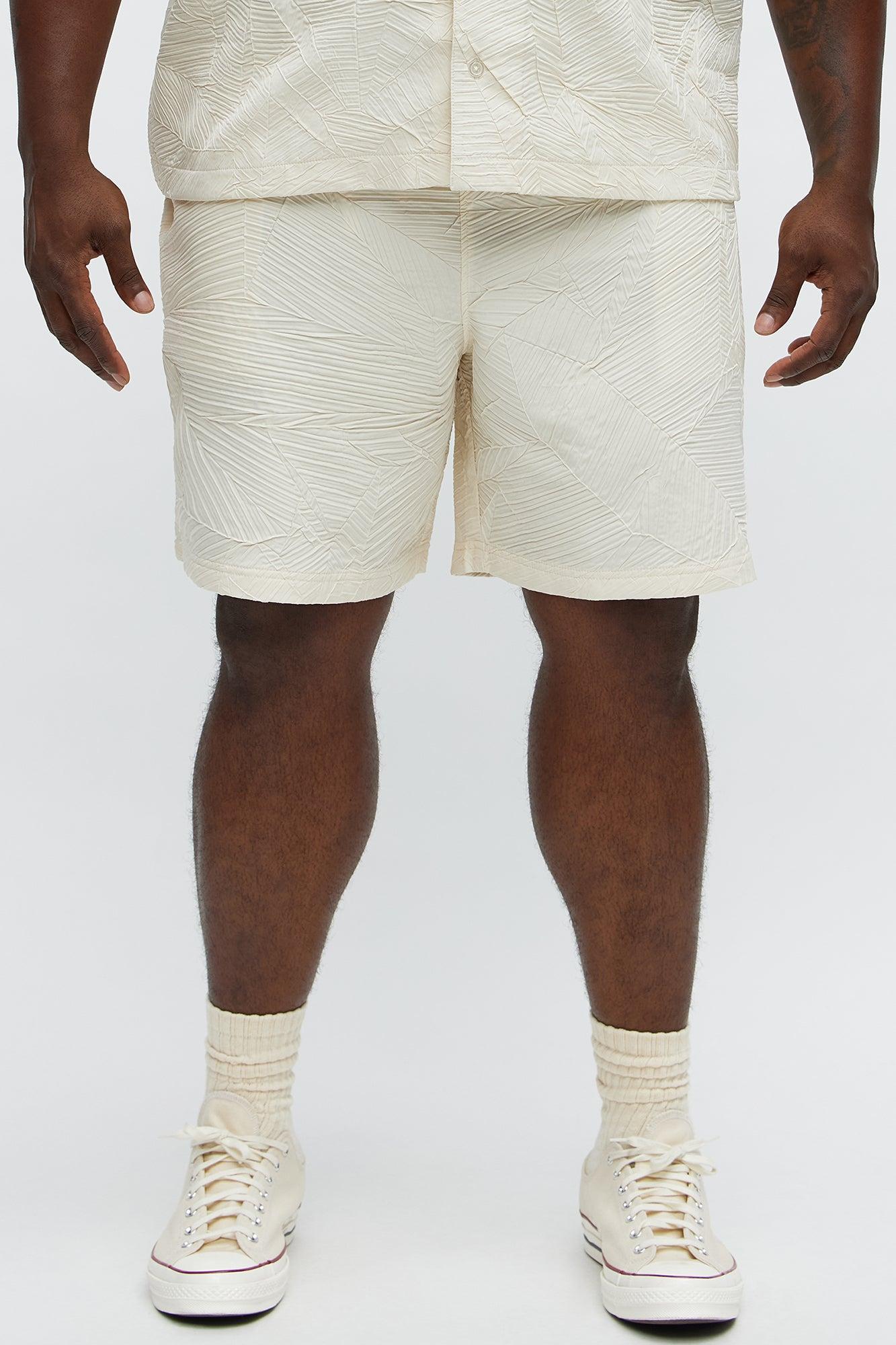Ponce Textured Relaxed Shorts - Cream Male Product Image