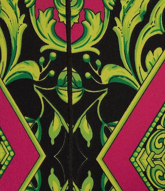 Eva Varro Alicia Flounce Scarf Print Crew Neck Long Sleeve Ruffle A-Line Dress Product Image