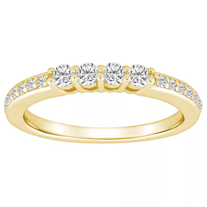 Alyson Layne 14k Gold 3/8 Carat T.W. Diamond 4-Stone & Pave Band Wedding Ring, Womens 14k White Gold Product Image