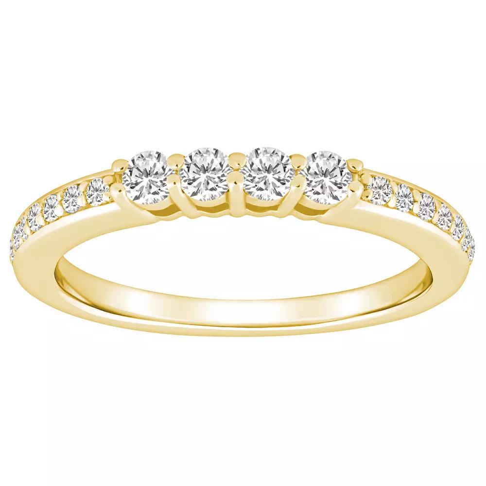Alyson Layne 14k Gold 3/8 Carat T.W. Diamond 4-Stone & Pave Band Wedding Ring, Womens 14k White Gold Product Image