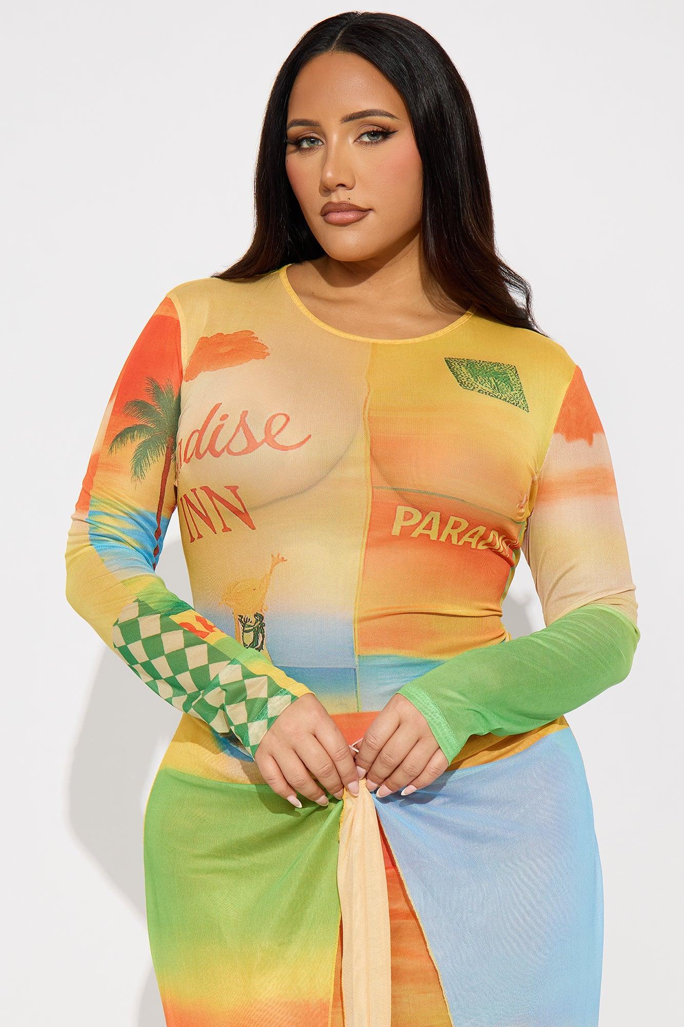 Cabana Crush Sheer Mesh Maxi Dress - Yellow/combo Female Product Image