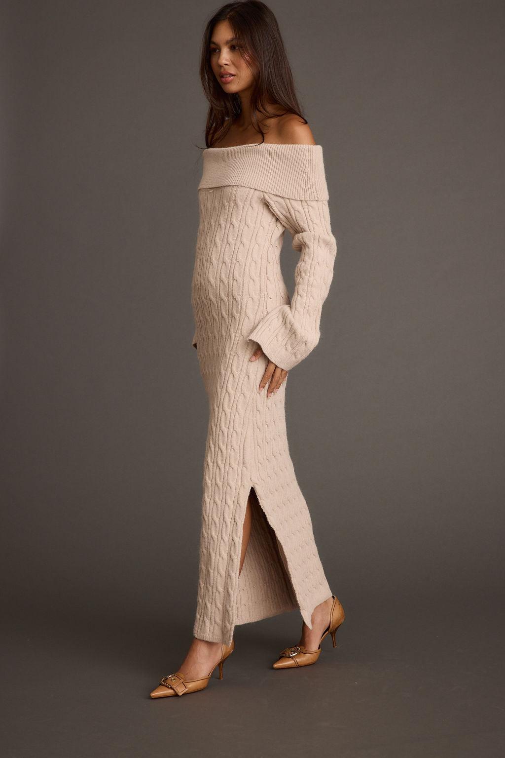 Rhiannon Dusty Rose Sweater Maxi Dress Product Image