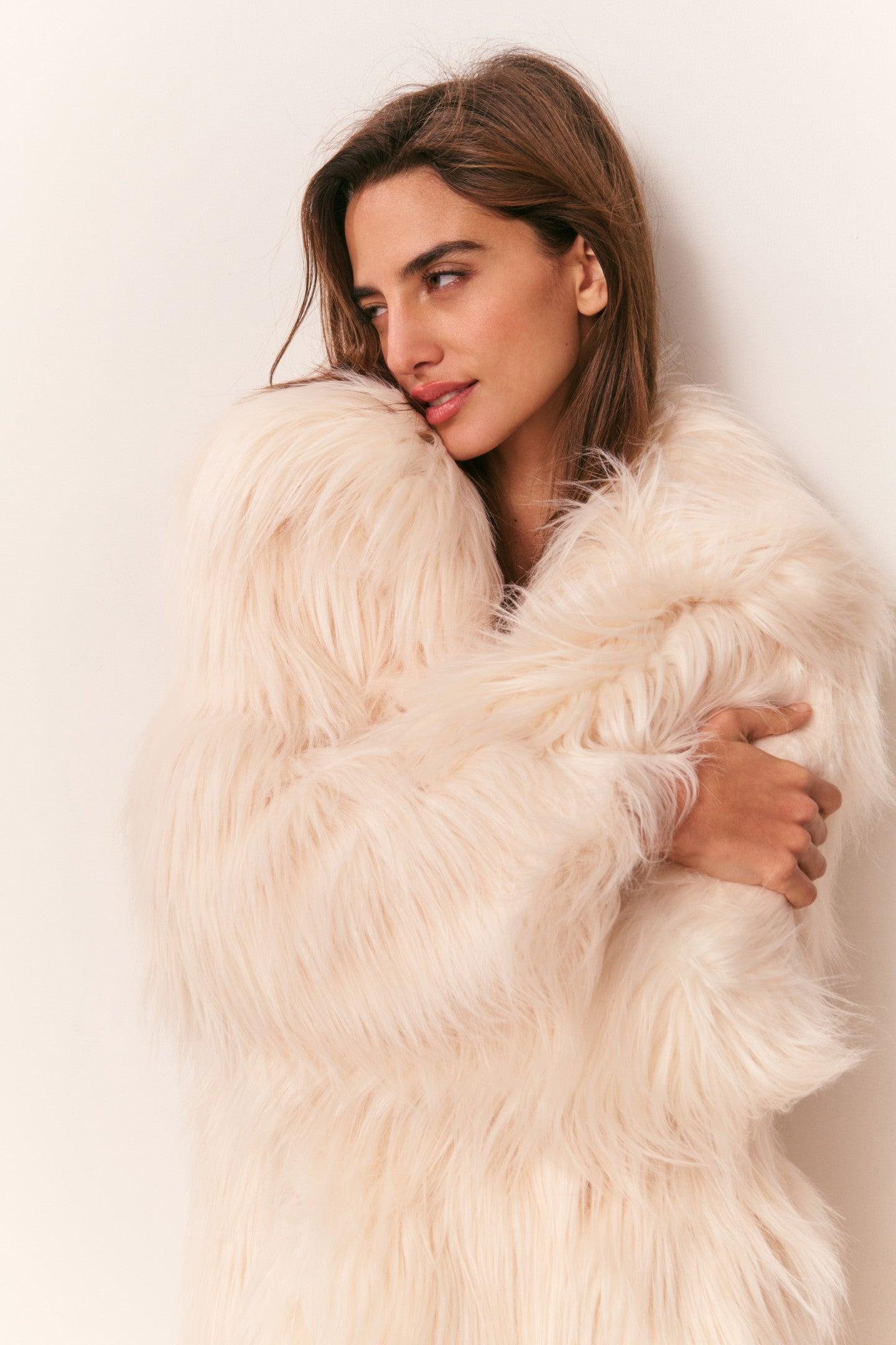 Valia Long Faux Fur Coat - IVORY Product Image
