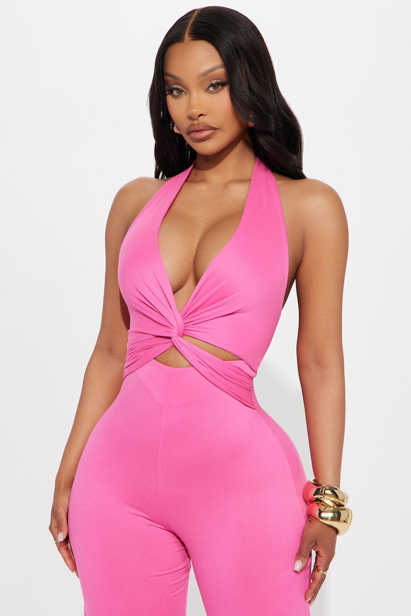 Mixed Emotions Jumpsuit - Hot Pink Product Image